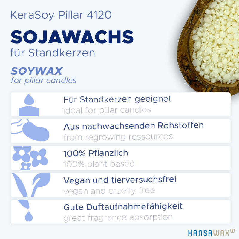 Soy wax for pillar candles 'KeraSoy Pillar 4120'