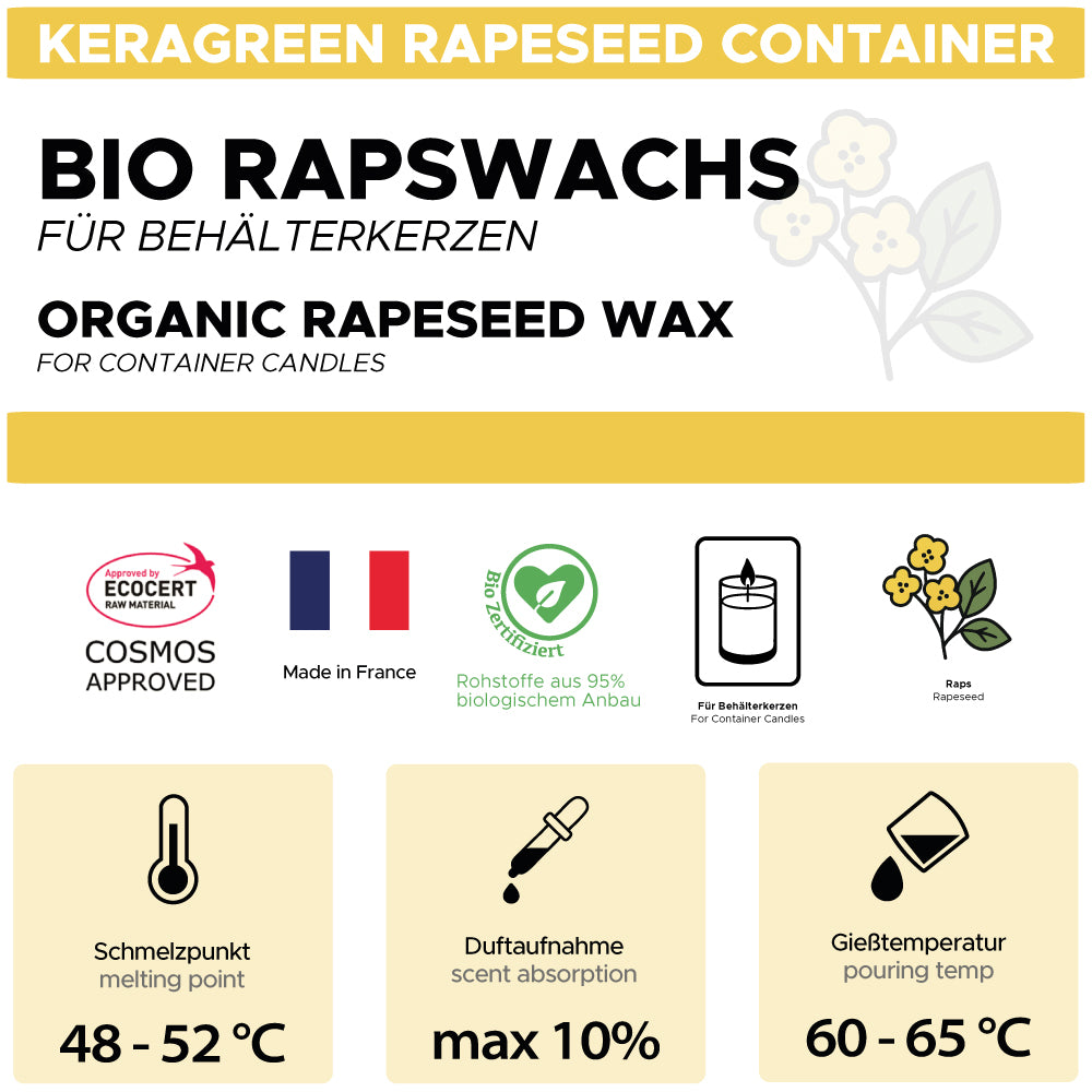 Bio-Rapswachs für Behälterkerzen 'Keragreen Rapeseed Container'