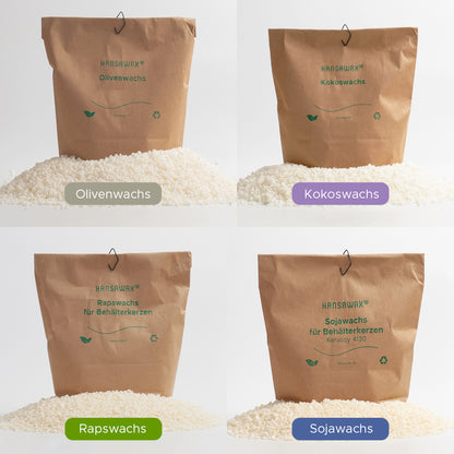 Bundle: Viererpack Kerzenwachs für Behälterkerzen