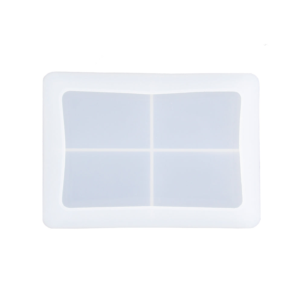 Silikonform zur Herstellung von einem rechteckigen Tablet mit Gießpulver wie Jesmonite, Keraflott und Raysin.