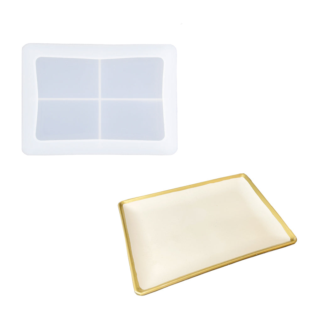 Silikonform zur Herstellung von einem rechteckigen Tablet mit Gießpulver wie Jesmonite, Keraflott und Raysin.