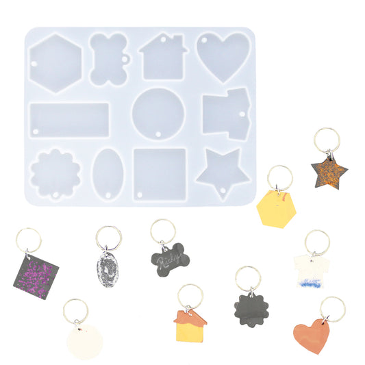 Silikonform zur hErstellung von Schlüsselanhänger mit Gießpulver wie Jesmonite, Keraflott und Raysin.