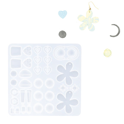 Silikonform zur Herstellung von Ohrringen mit Gießpulver wie Jesmonite, Keraflott und Raysin.