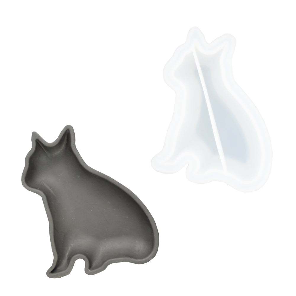 Silikonform zur Herstellung einer Schale in Hundeform mit Gießpulver wie Jesmonite, Keraflott und Raysin.