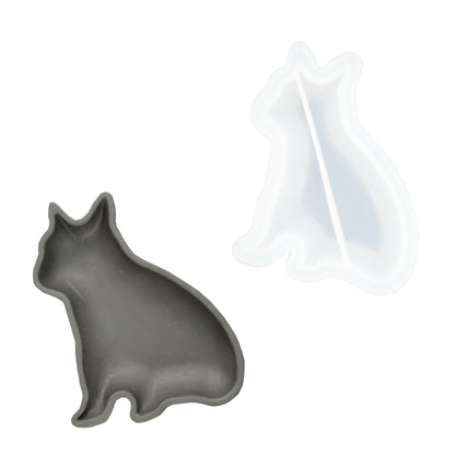 Silikonform zur Herstellung einer Schale in Hundeform mit Gießpulver wie Jesmonite, Keraflott und Raysin.