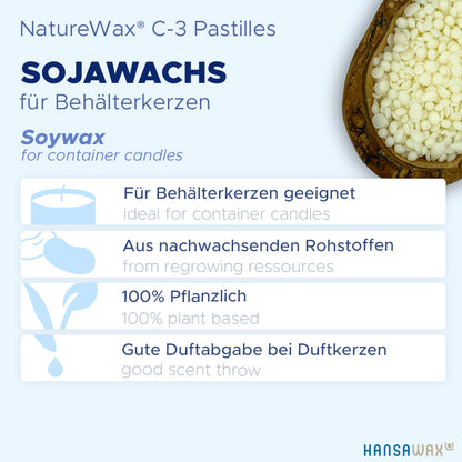 Soy wax for container candles 'NatureWax® C-3 Pastilles'