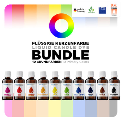 Flüssige Kerzenfarben Bundle: 10 Grundfarben