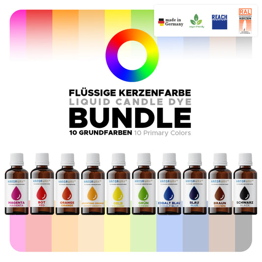 Flüssige Kerzenfarben Bundle: 10 Grundfarben