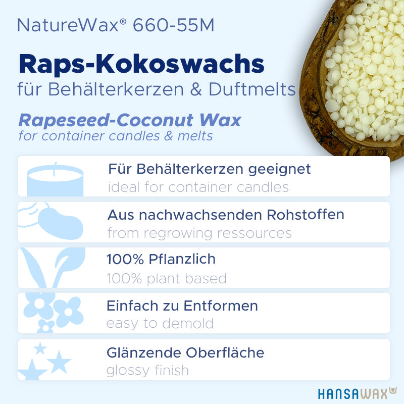 Rapeseed Coconut Wax for Container Candles and Scented Melts 'NatureWax® 660-55M'