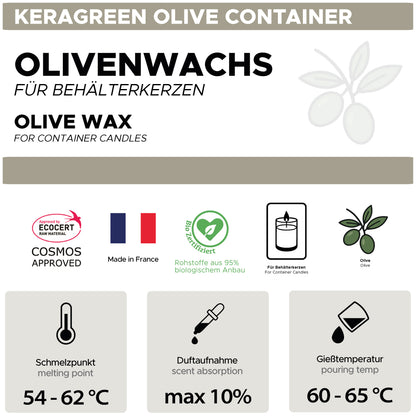 Bio-Olivenwachs für Behälterkerzen 'Keragreen Olive Container'