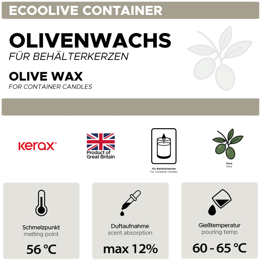 Olivenwachs für Behälterkerzen 'EcoOlive Container'