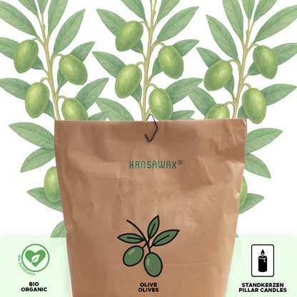 Bio-Olivenwachs für Standkerzen 'Keragreen Olive Pillar'