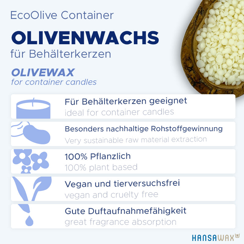 Olivenwachs für Behälterkerzen 'EcoOlive Container'
