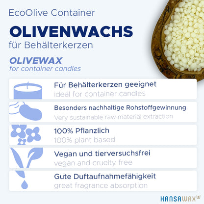 Olivenwachs für Behälterkerzen 'EcoOlive Container'