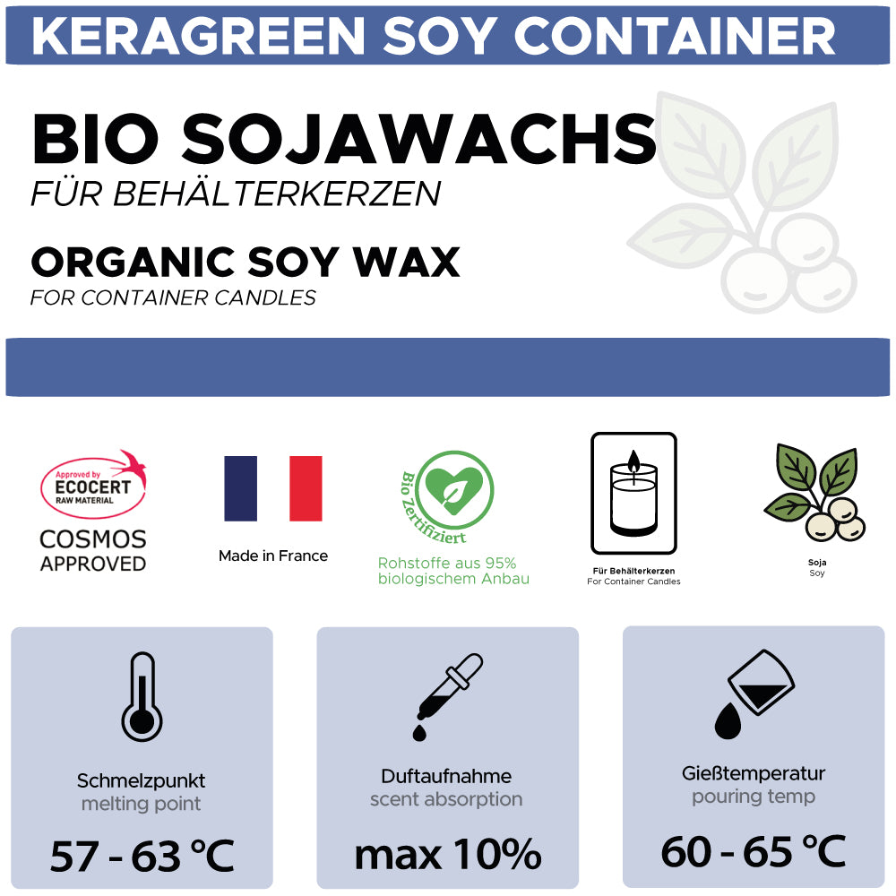 Bio-Sojawachs für Behälterkerzen 'Keragreen Soy Container'