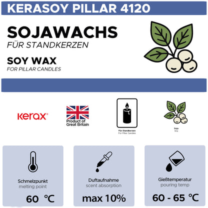 Soy wax for pillar candles 'KeraSoy Pillar 4120'