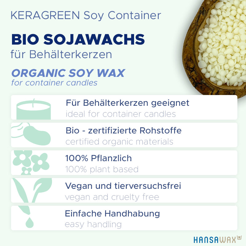 Bio-Sojawachs für Behälterkerzen 'Keragreen Soy Container'